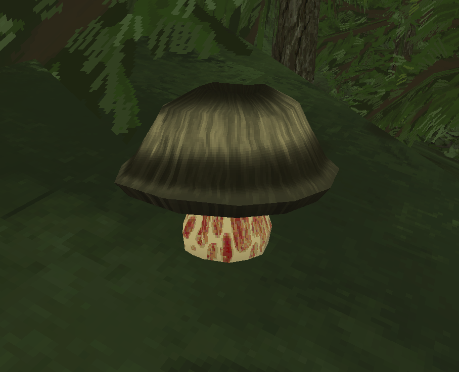Two tall and pointy Letjza mushrooms.