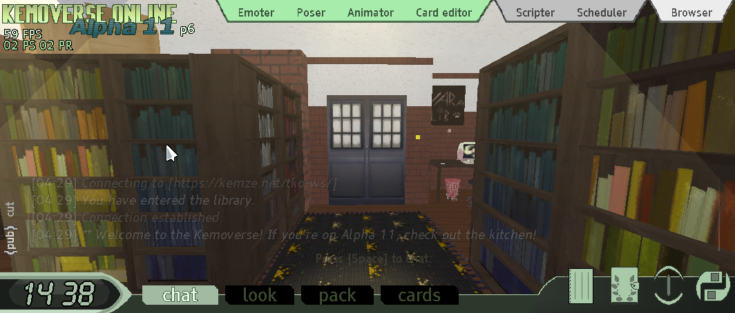 Inside the library on first-person view.